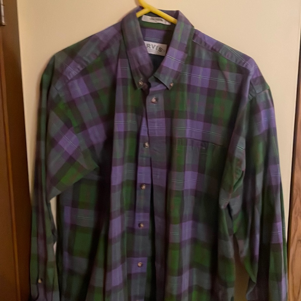 Orvis plaid shirt purple and green size large